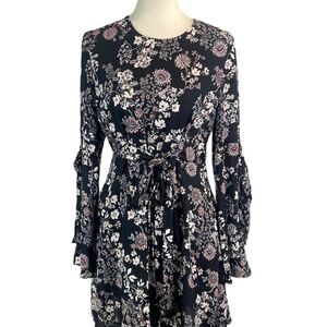 Maurices Navy Floral Long Sleeve Dress